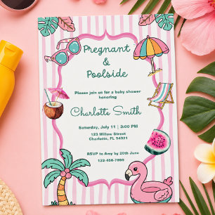 Pregnant and Poolside Tropical Baby Shower Invitation