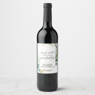Pregnant Baby Pregnancy Announcement Grandparents Wine Label