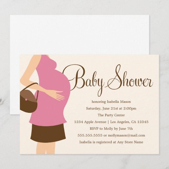 Pregnant Belly - Pink | Baby Shower Invite (Front/Back)