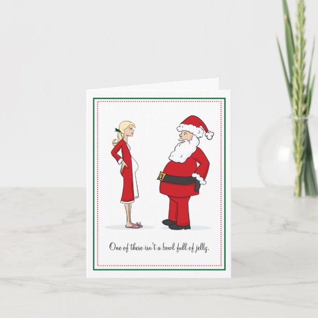 Pregnant Christmas Cards - BLONDE Bowl of Jelly (Front)