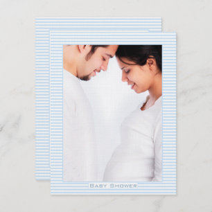 Pregnant Couples Photo Baby Boy Shower Invite