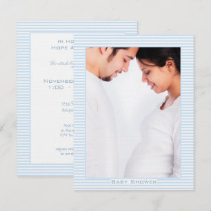 Pregnant Couples Photo Baby Boy Shower Invite
