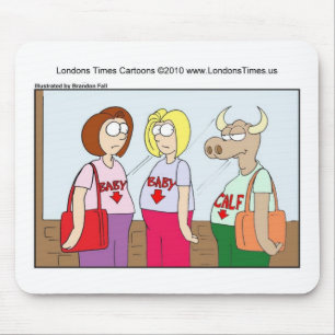Pregnant Cow Funny Cards Mugs Tees & Gifts Mouse Mat