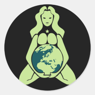 Pregnant Earth Goddess Classic Round Sticker