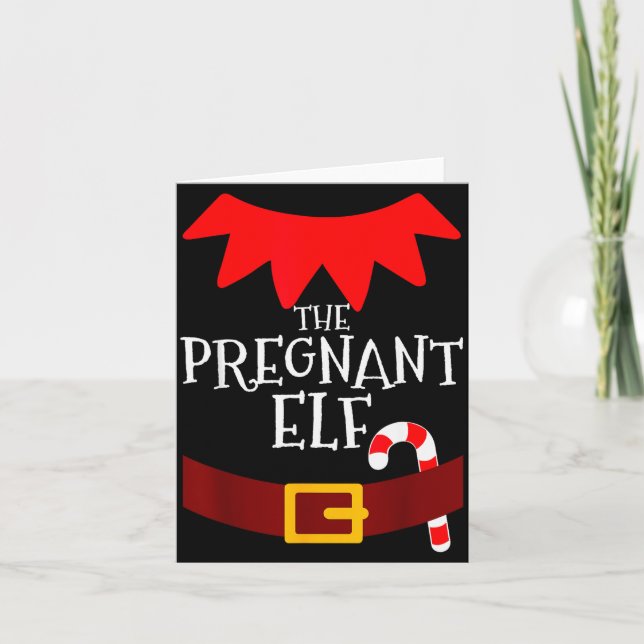 Pregnant Elf Matching Family Group Christmas Pajam Card (Front)