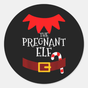 Pregnant Elf Matching Family Group Christmas Pajam Classic Round Sticker