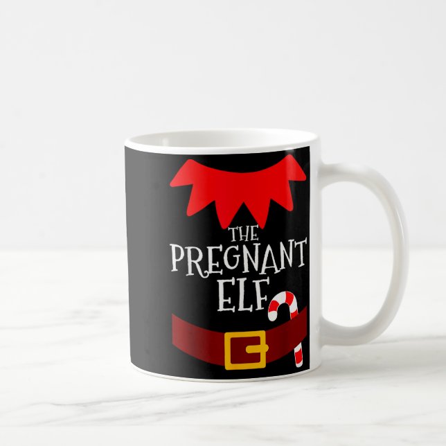 Pregnant Elf Matching Family Group Christmas Pajam Coffee Mug (Right)