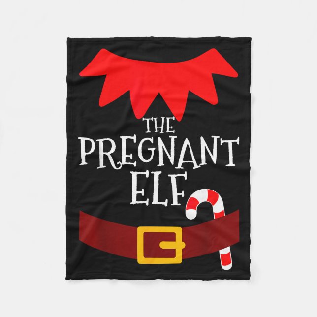 Pregnant Elf Matching Family Group Christmas Pajam Fleece Blanket (Front)