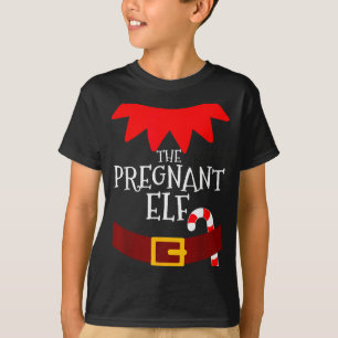 Pregnant Elf Matching Family Group Christmas Pajam T-Shirt