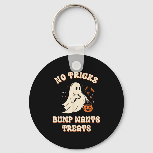 Pregnant Ghost Lazy Trick Or Treat Dress Funny Hal Key Ring (Front)