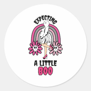 Pregnant Ghost Pink Expecting a little Boo  Classic Round Sticker