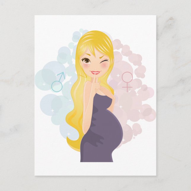 Pregnant girl or boy announcement postcard (Front)