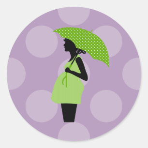 Pregnant Girl, Pregnancy, Baby Shower, Umbrella Classic Round Sticker