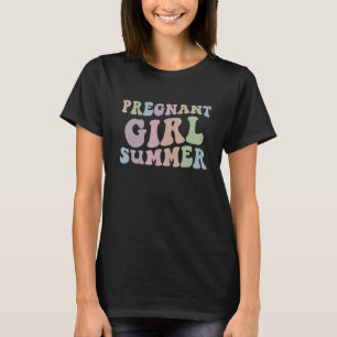 Pregnant Girl Summer Baby Announcement Pregnancy_1 T-Shirt