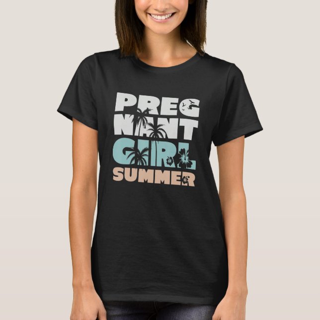 Pregnant Girl Summer Baby Announcement Pregnancy_2 T-Shirt (Front)