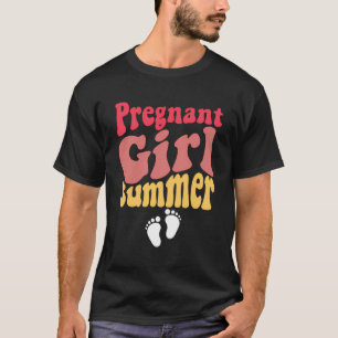Pregnant Girl Summer Baby Announcement Pregnancy R T-Shirt