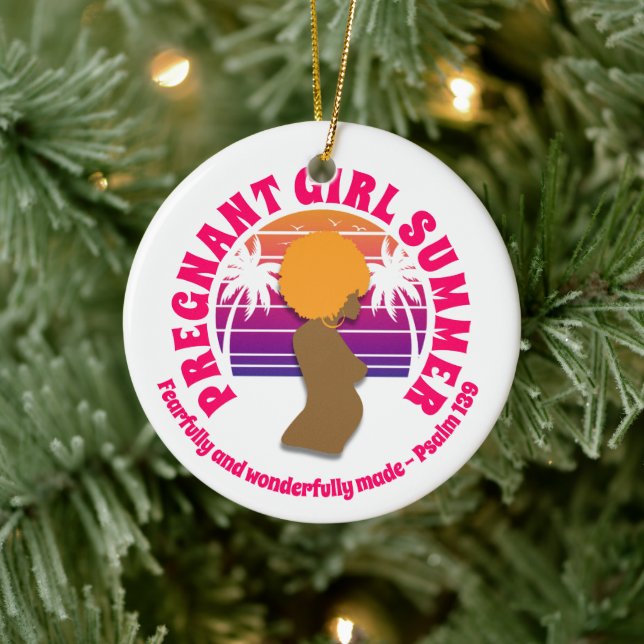 PREGNANT GIRL SUMMER Christian Bible Verse Ceramic Tree Decoration (Tree)