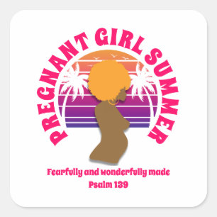 PREGNANT GIRL SUMMER Custom Christian Mum To Be Square Sticker