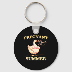 Pregnant Girl Summer Funny Baby Announce T Goose Key Ring
