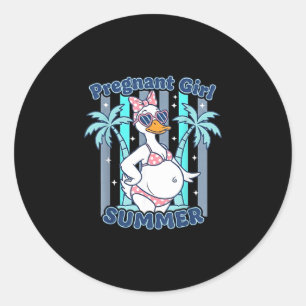 Pregnant girl summer funny baby announcement goose classic round sticker