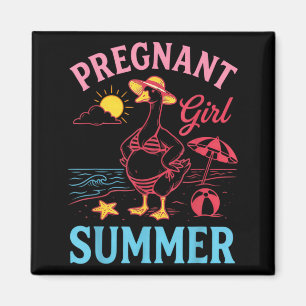 Pregnant Girl Summer Funny Baby Announcement Goose Magnet
