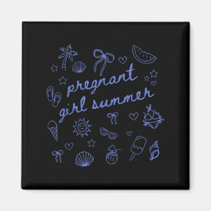 Pregnant girl summer funny baby announcement mum magnet