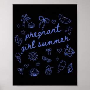 Pregnant girl summer funny baby announcement mum poster
