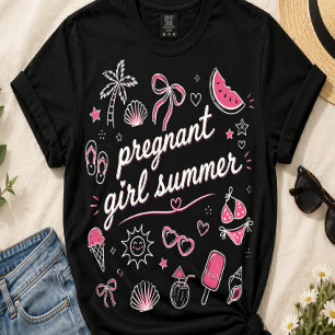 Pregnant Girl Summer Pregnancy Announcement Mum T-Shirt