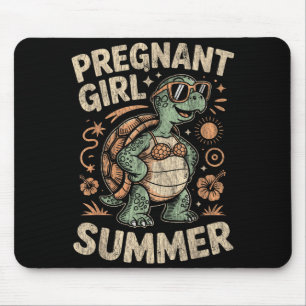 Pregnant girl summer turtle funny beach vacation mouse mat