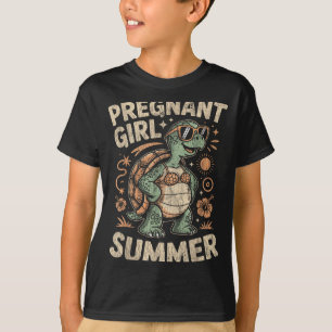 Pregnant girl summer turtle funny beach vacation T-Shirt