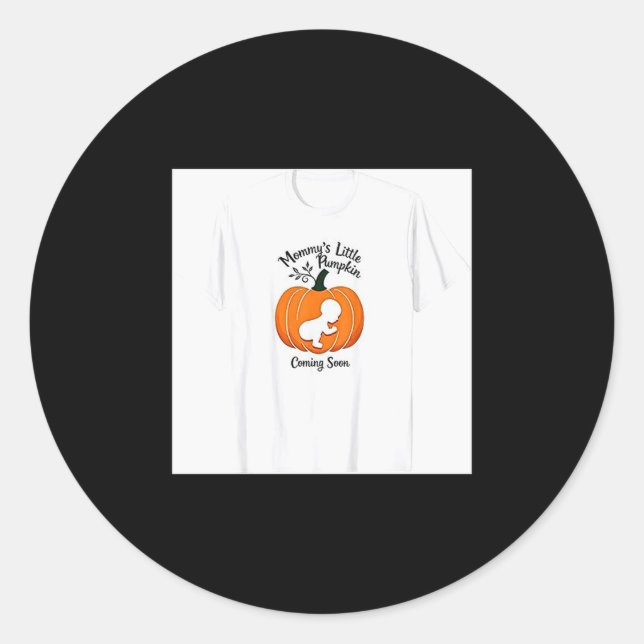 Pregnant Halloween Mummy's Little Pumpkin Coming S Classic Round Sticker (Front)