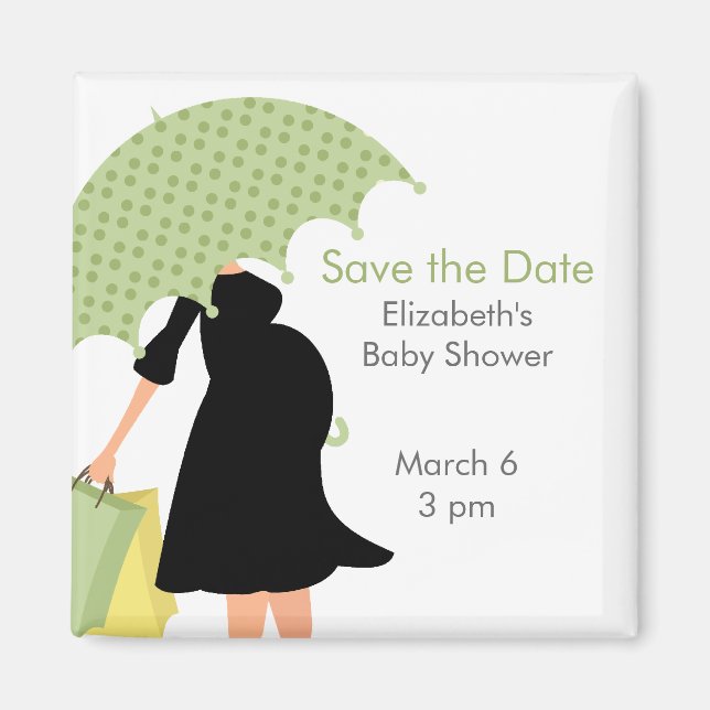 Pregnant Mum Baby Shower {green} Magnet (Front)