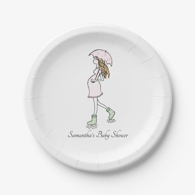 Pregnant Mum Baby Shower  Paper Plate (Front)
