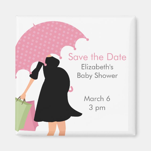 Pregnant Mum Baby Shower {pink} Magnet (Front)
