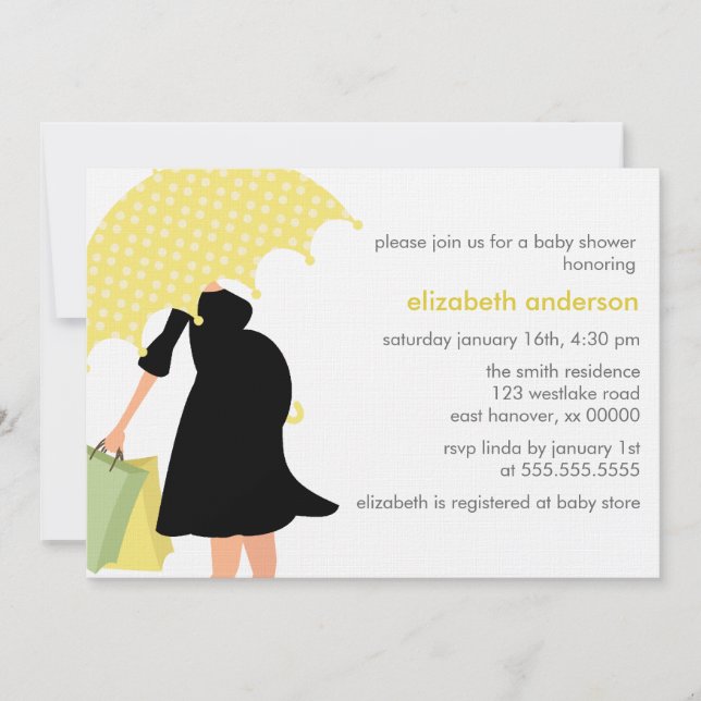 Pregnant Mum Baby Shower {yellow} Invitation (Front)