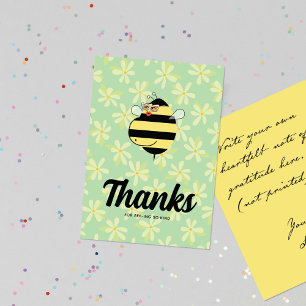 Pregnant Mum Bee w/glasses Yellow Floral Thank You Card