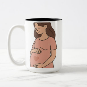 Pregnant Mum Mug – Cute Maternity Cartoon Coffee