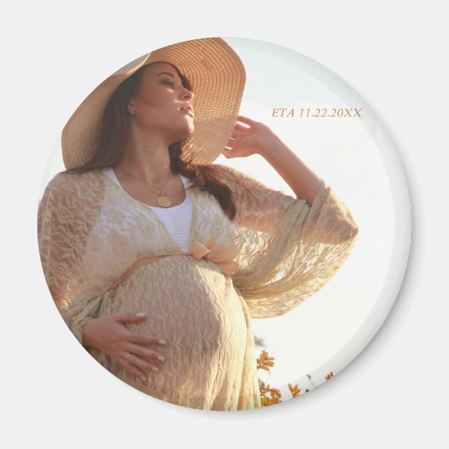 Pregnant Mum Photo ETA Birth Magnet (Front)