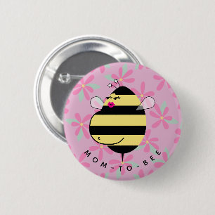 Pregnant Mum-to-Bee Pink Floral 6 Cm Round Badge