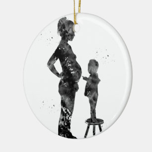 Pregnant mum with son ceramic tree decoration