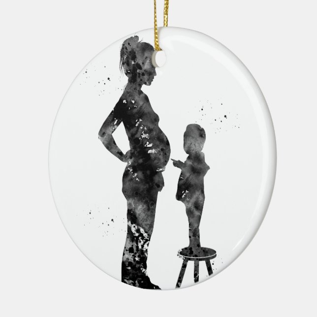 Pregnant mum with son ceramic tree decoration (Left)