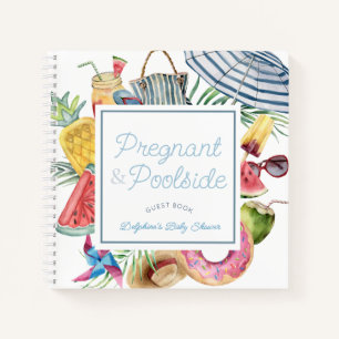 Pregnant & Poolside Boy Baby Shower Guest Book