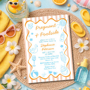 Pregnant & Poolside Pool Party Summer Baby Shower Invitation