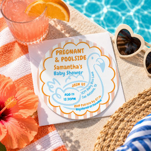 Pregnant & Poolside Summer Pool Party Baby Shower Invitation