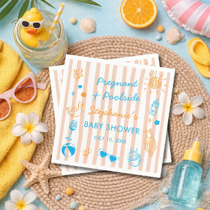 Pregnant & Poolside Summer Pool Party Baby Shower Napkin