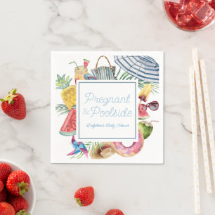 Pregnant & Poolside Tropical Boy Baby Shower  Napkin