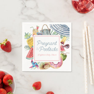 Pregnant & Poolside Tropical Girl Baby Shower Napkin