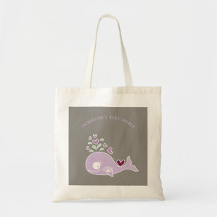 Pregnant Purple Mummy Whale Cute Girl Baby Shower Tote Bag