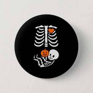 Pregnant Skeleton Baby Bump Funny Halloween Tee 6 Cm Round Badge