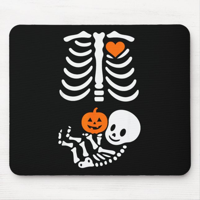 Pregnant Skeleton Baby Bump Funny Halloween Tee  Mouse Mat (Front)